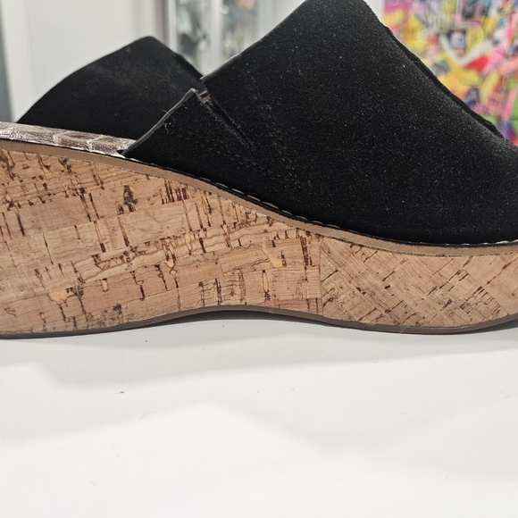Ladies Sam Edelman Black Suede Cork Wedge Sandals 8M 38 - Picture 6 of 14